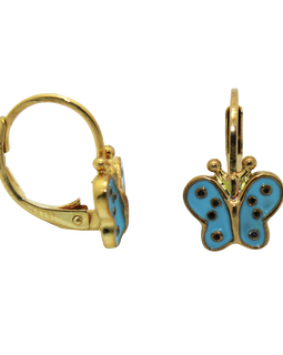 Junior Jewels 18k Yellow Gold Overlay Enamel Butterfly Leverback Earrings