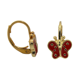 Junior Jewels 18k Yellow Gold Overlay Enamel Butterfly Leverback Earrings