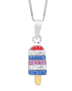 Molly And Emma Sterling Silver And Crystal Ice Cream 2 Necklace And Stud Earrings Set