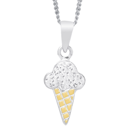 Molly And Emma Sterling Silver And Crystal Ice Cream Necklace And Stud Earrings Set