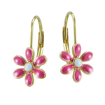 Mondevio 18k Gold Over Silver Enamel Daisy Flower Children's Leverback Earrings