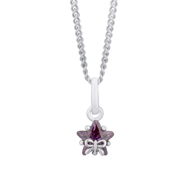 Silver Children's Star & Bow Cubic Zirconia Pendant