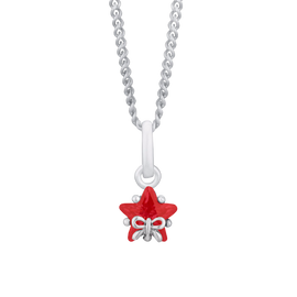 Silver Children's Star & Bow Cubic Zirconia Pendant